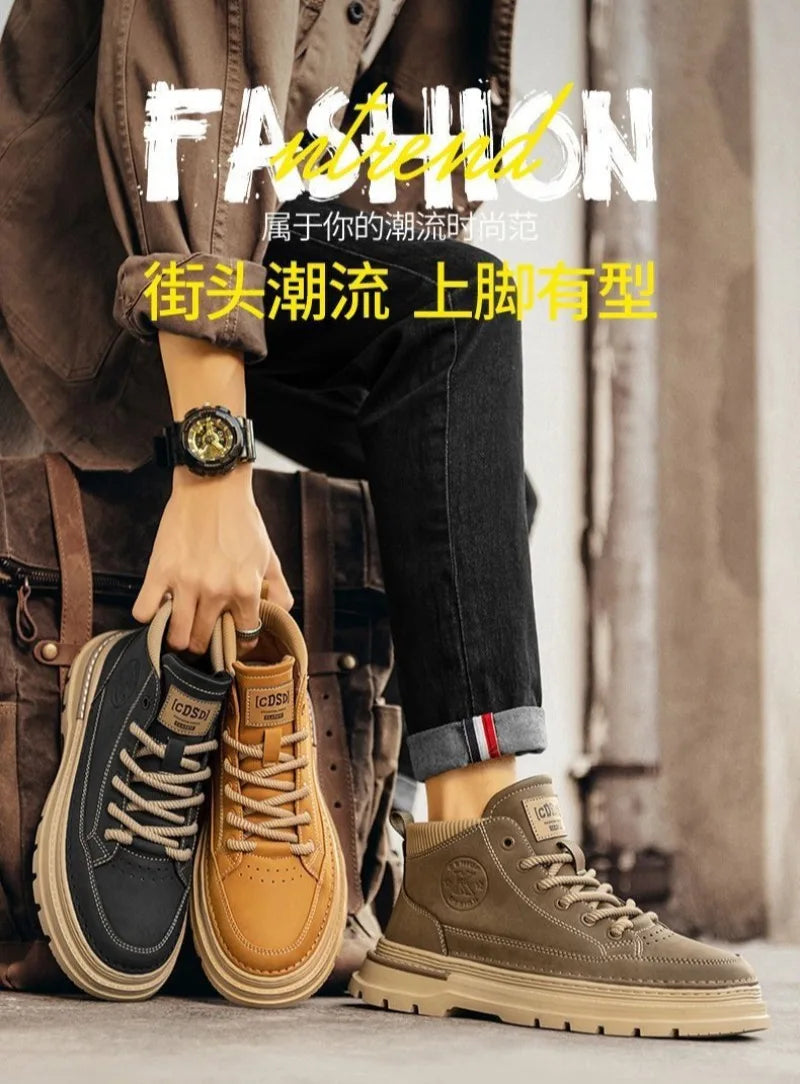 Winter New Man Shoes Classic Men Retro Ankle Boots Fashion Waterproof No-slip High-top Casual Shoe Work&Safty Boots Botas Hombre - Sun Studio