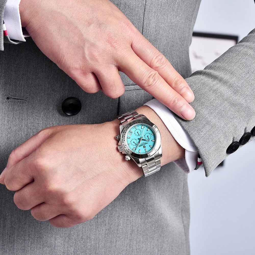 PAGANI DESIGN New Ceramic Bezel Men Quartz Wristwatches Luxurys Sapphire Glass Chronograph 100m Waterproof Stainless Watches Men - Sun Studio