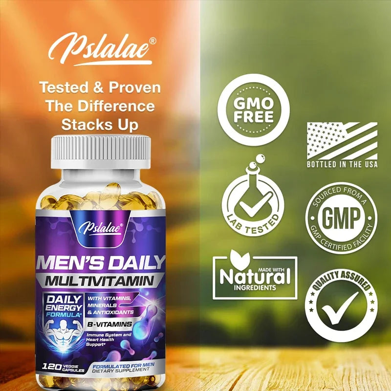 Men's Multivitamin Supplement - Supports Men's Multivitamin with Vitamins A, C, D, E & B12, Zinc, Calcium, Magnesium and More - Sun Studio