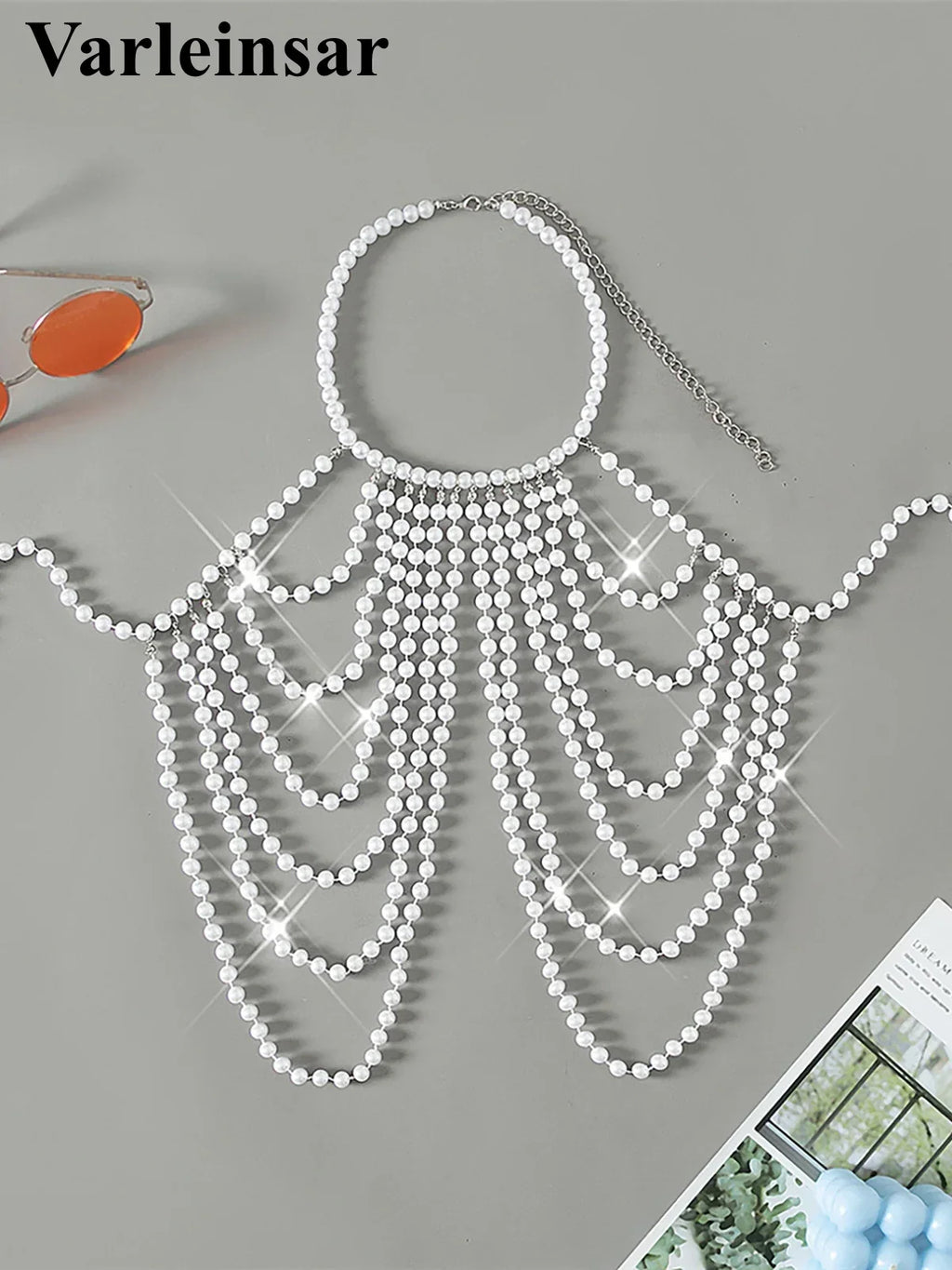 Luxury Pearls Halter See Through Bikini Top Female Swimsuit Women Swimwear Bather Bathing Suit Swim Hollow Out Beach Top V5407 - Sun Studio