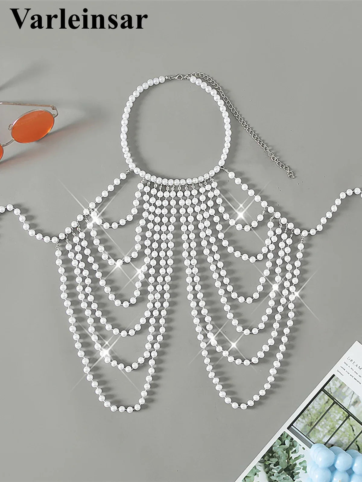 Luxury Pearls Halter See Through Bikini Top Female Swimsuit Women Swimwear Bather Bathing Suit Swim Hollow Out Beach Top V5407 - Sun Studio