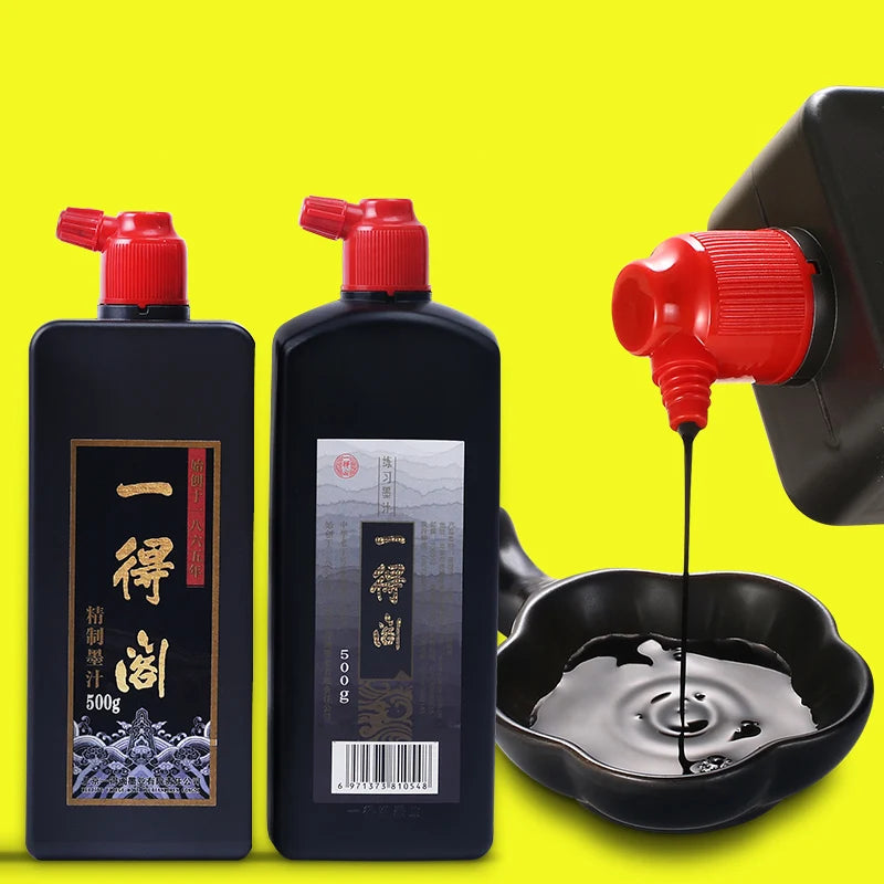 Yidege Professional Chinese Sumi Refined Ink Black Liquid Traditional Calligraphy Brush Painting 100g/250g/500g Writing Drawing - Sun Studio