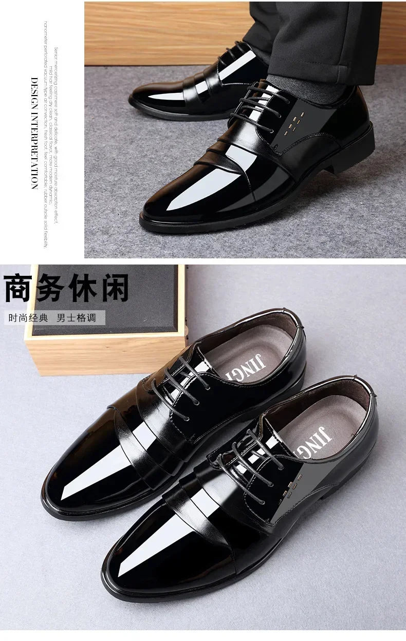 Business Men Dress Shoes Luxury Mens Dress Shoes Patent Leather Oxford for Men Oxfords Footwear High Quality Leather 2025 - Sun Studio