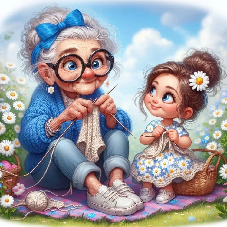 Fairy Dust AB Cartoon Grandpa and Grandma 5D DIY Diamond Painting Cross Stitch Art Mosaic Full Embroidery Home Decor Kids Gift