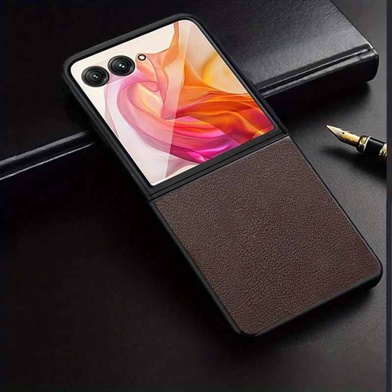 Luxury Business Style Retro Litchi Pattern Case for Motorola Razr 40 50 + 2024 Ultra 2025 Razr60 Thin Hard PC Shockproof Cover - Sun Studio