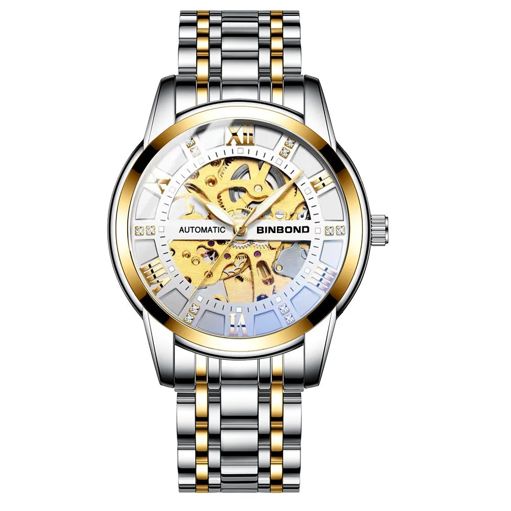 Bindond Mens Automatic Mechanical Watches Top Brand Luxury Stainless Steel Waterproof Hollow Male Wristwatches Relogio Masculino - Sun Studio