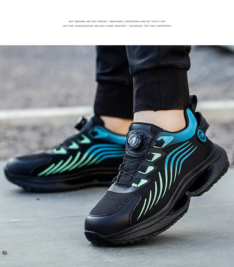 2026 Security Safety Shoes Men Rotating Button Work Sneakers Indestructible Shoes Puncture-Proof men Sport Shoes Steel Toe Boots