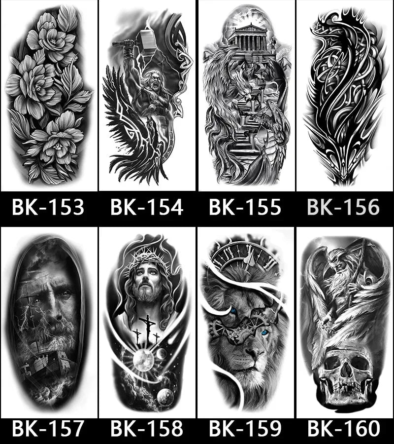 Rose Blossom Tattoo Temporary Waterproof Butterfly Fake Tattoo for Woman Black Flower Sketch Tattoo Sticker - Sun Studio