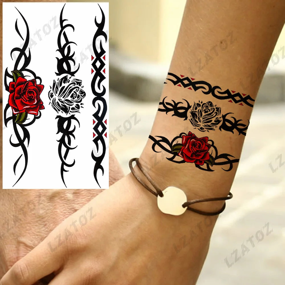 Unique Triangle Ocean Wave Temporary Tattoos For Men Women Realistic Tiger Lion Fake Tattoo Stickers Saying Transfer Art Tatoos - Sun Studio