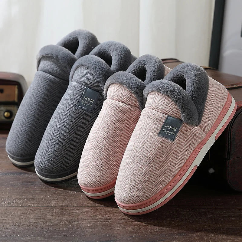Große Größe 48 49 Männer warme Hausschuhe, Winter Freizeit Schuhe, weiche Slides, Paare, Fußboden-Hausschuhe, Innen-Schlafzimmer, rutschfeste flache Schuhe