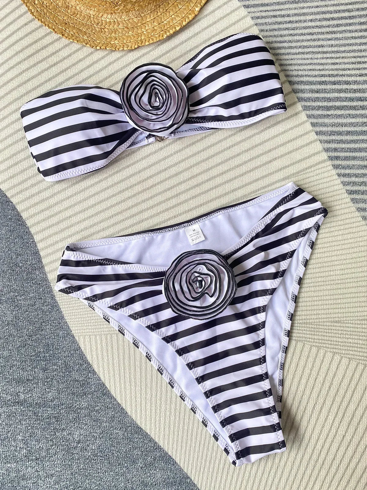 2026 New Sexy White 3D Flower Solid Two Piece Push Up Bikini Set Luxury Swimwear Women Swimsuit Beachwear Summer Bathing Suit - Sun Studio