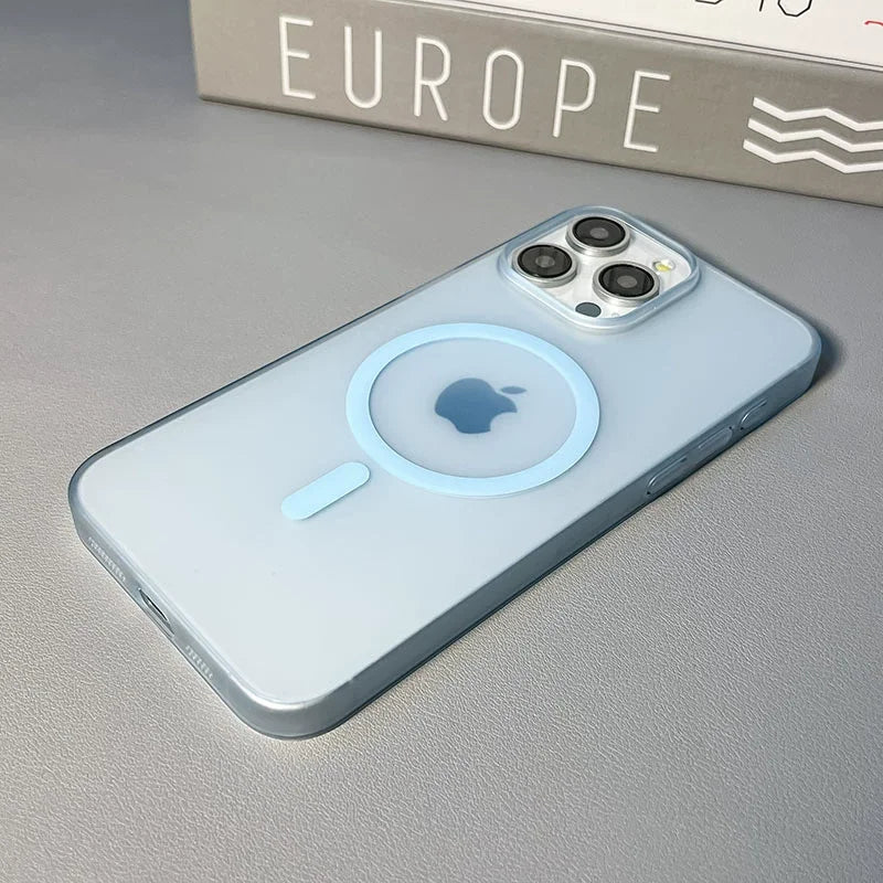 Original Ultra Thin Matte Magnetic Wireless Charge Clear Case ForiPhone 15 14 Plus 13 12 11 Pro Max ForMagsafe Hard PC Cover - Sun Studio