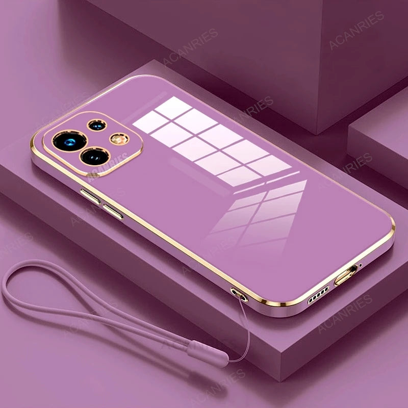 Xiaomi11lite Luxury Plating Silicone Case On For Xiaomi Mi 11 Lite 5g Ne Mi11lite 4g Lanyard Shockproof Back Cover Mi11t 11t Pro - Sun Studio