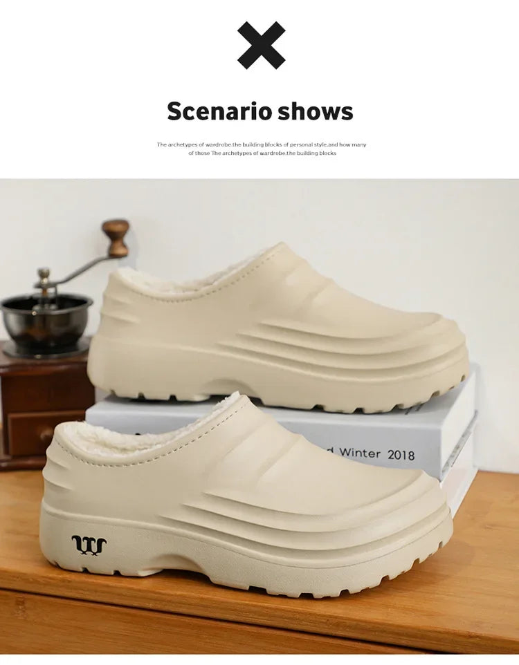 Waterproof Cotton Chef Shoes For Men Anti-Slip Work Footwear Warm Comfortable Kitchen Specialized Shoes With EVA Outsole - Sun Studio
