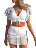 2026 New Sexy V-Neck Lace Bikini Set Swimsuit For Women High Waist Swimwear Female Two Pieces Bathing Suit Skirt Beachwear S-3XL - Sun Studio