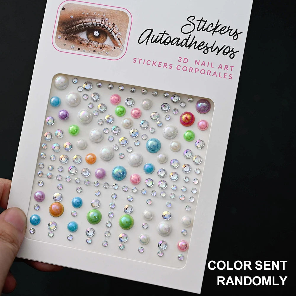 1 Stück Gesicht Diamant-Gem-Sticker, 5D, bunte Strass-Tattoo-Aufkleber, für Festival, Nagel, Körper-Make-up, Bling-Schmuck, DIY Gesichtssticker