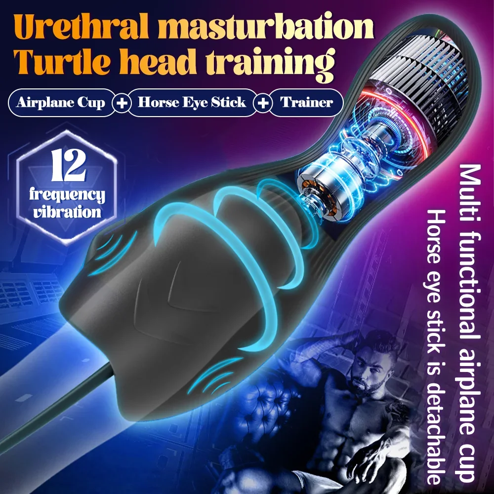 Male Masturbator Urethral Vibrator Glans Stimulator Massager Penis Trainer Penetration Urethral Wrap Mens Portable Pocket Pussy - Sun Studio