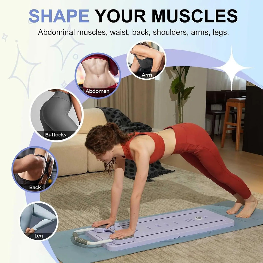 MultiFunctional Pilates Board Abs Abdominal Exercise Board Fitness Resistance Bands Rebound Leg Arm Back Train For Home Office - Sun Studio
