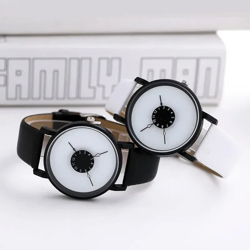 Couple Casual Quartz Watches Leather Band Strap Watch Analog Wrist Watch for Women Men Creative Digital Dial Clock Reloj Mujer - Sun Studio