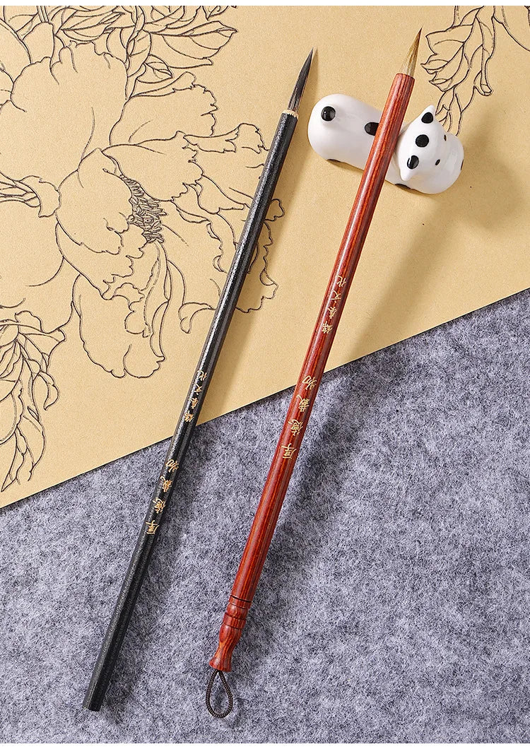 7/11Pcs Chinese Calligraphy Brush Set Kanji Japanese Sumi Painting Drawing Artist Writing Brushes With Roll-up Bamboo Pen Bag - Sun Studio