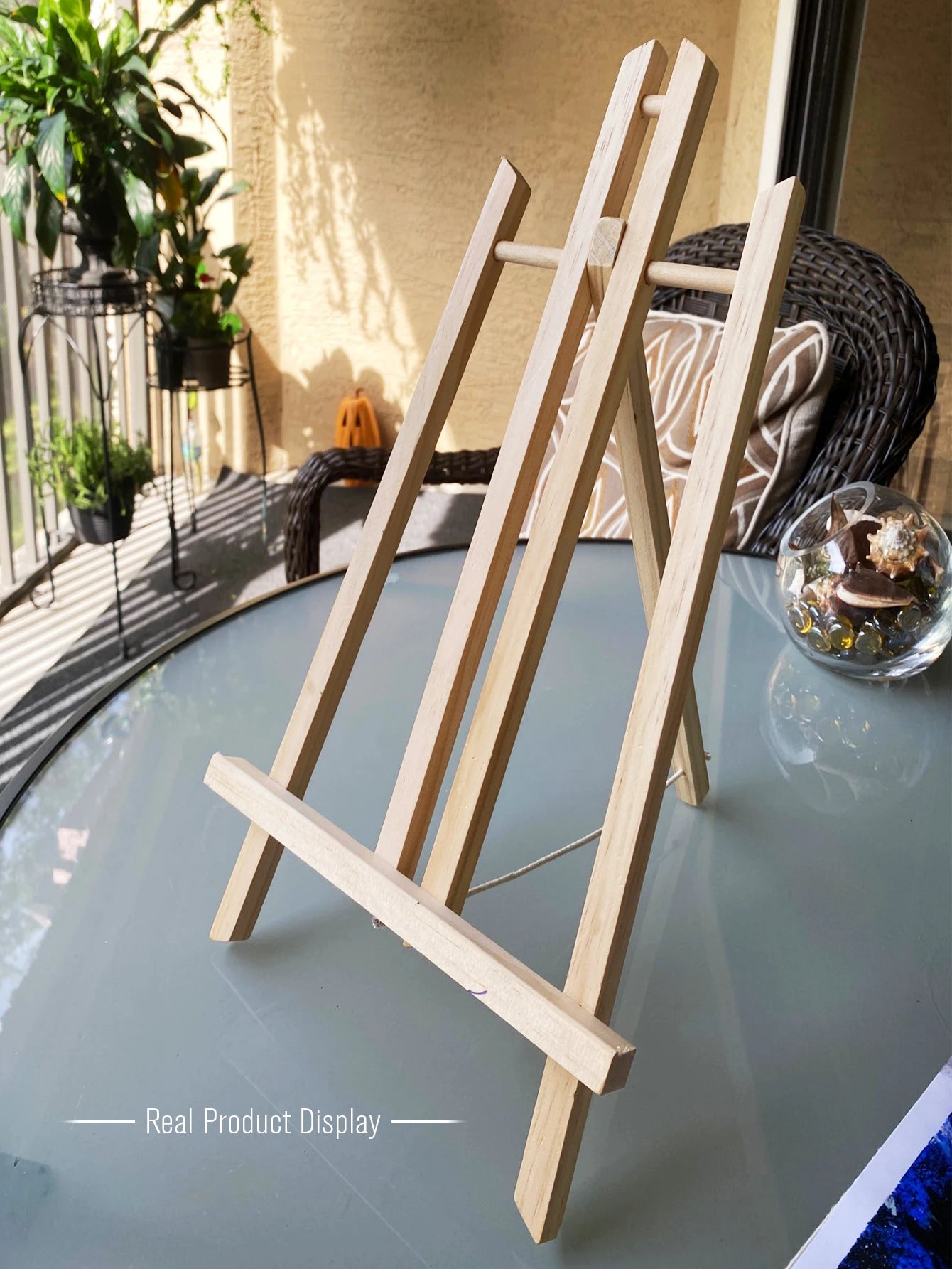 1pc Wooden Trapezoidal Small Easel, Foldable Display Bracket On The Desktop, Painting Party Easel, Used For Painting Art Display - Sun Studio