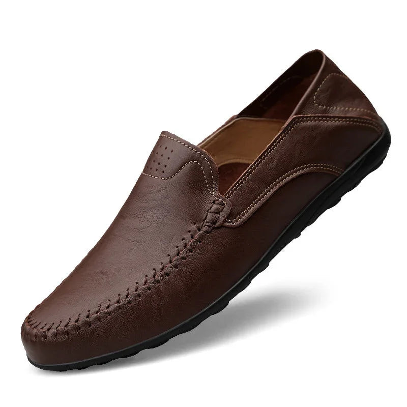 Genuine Leather Men Casual Shoes Luxury Brand Designer Men Loafers Moccasins Breathable Slip on Male Boat Shoes Plus Size 37-47 - Sun Studio