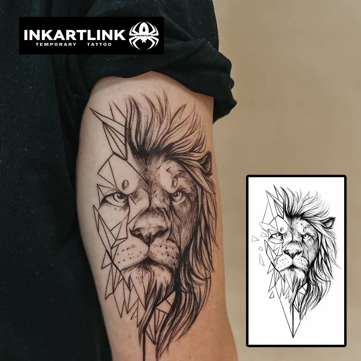 Lion Temporary Tattoo,Lasts To 15 Days New Technology Magic Waterproof Semi Permanent Sticker. - Sun Studio