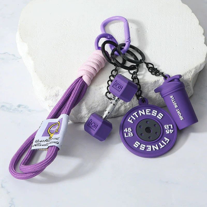 Fitness Keychain Gym Lovers Fitness Enthusiast Gift Barbell Dumbbell Keychain Fitness Bag backpack Charms - Sun Studio