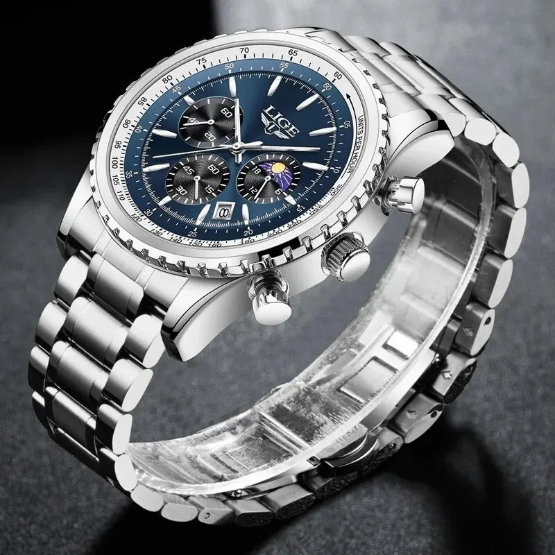 LIGE 2024 Top Brand Luxury New Men Watch Quartz Man Watches Waterproof Luminous Watch for Men Date Chronograph Sport Wristwatch - Sun Studio