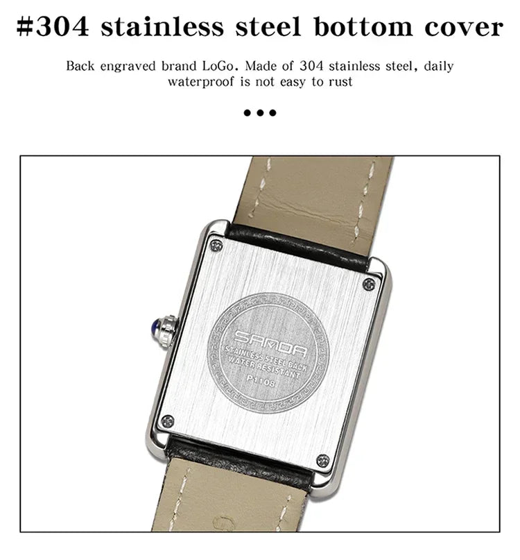 SANDA 9031/1108 Luxury Couple Quartz Watches for Men & Women, Waterproof Sport Casual Watch, Scratch Resistant Leather Strap - Sun Studio