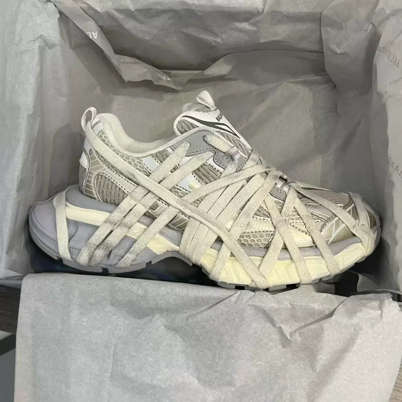Large Size Casual Trainers Luxury Designer Unisex Shoes Chunky Heel Platform All Match Increasing Sport Runway Sneakers Female - Sun Studio