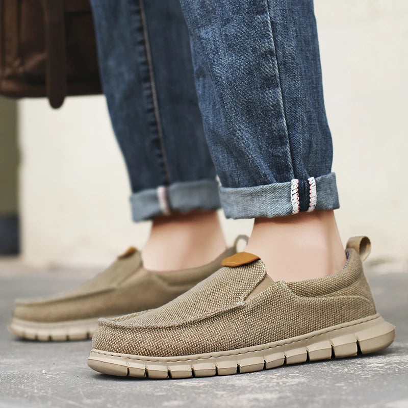 New Men Canvas Shoes Fashion Men's Casual Shoes Light Non-slip Loafer Washed Denim Flat shoes Outdoor Sneakers Vulcanized Shoes - Sun Studio
