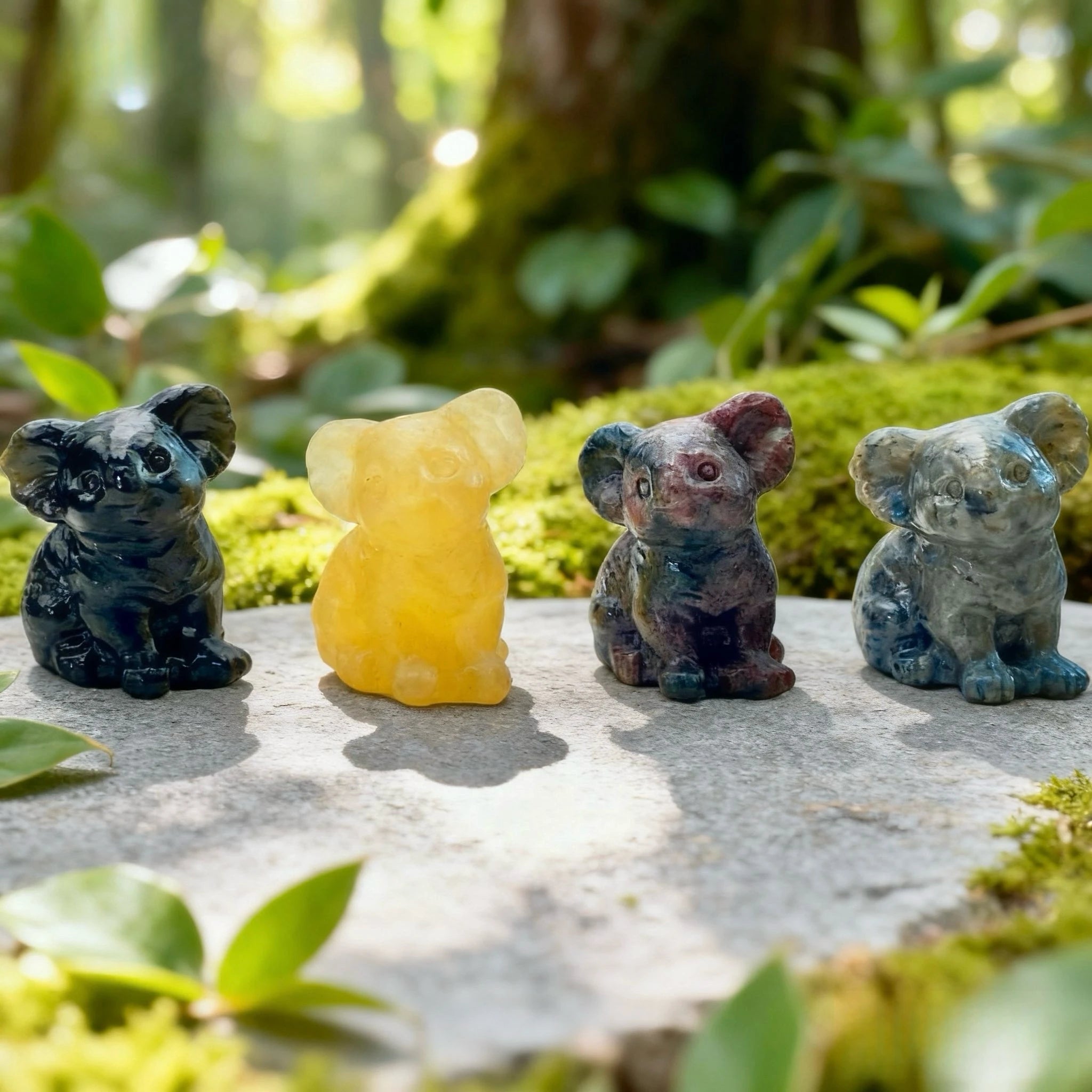 1PC Koala Carving Yooperlite Obsidian Firework Garnet Yellow Calcite - Home Decor Ideal for Graduation Gift Festival Decoration - Sun Studio