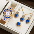 5PCS Luxury Rhinestone Women Watches Jewelry Set Fashion Adjustable Bangle Ladies Quartz Wristwatch Reloj Mujer（Without Box） - Sun Studio