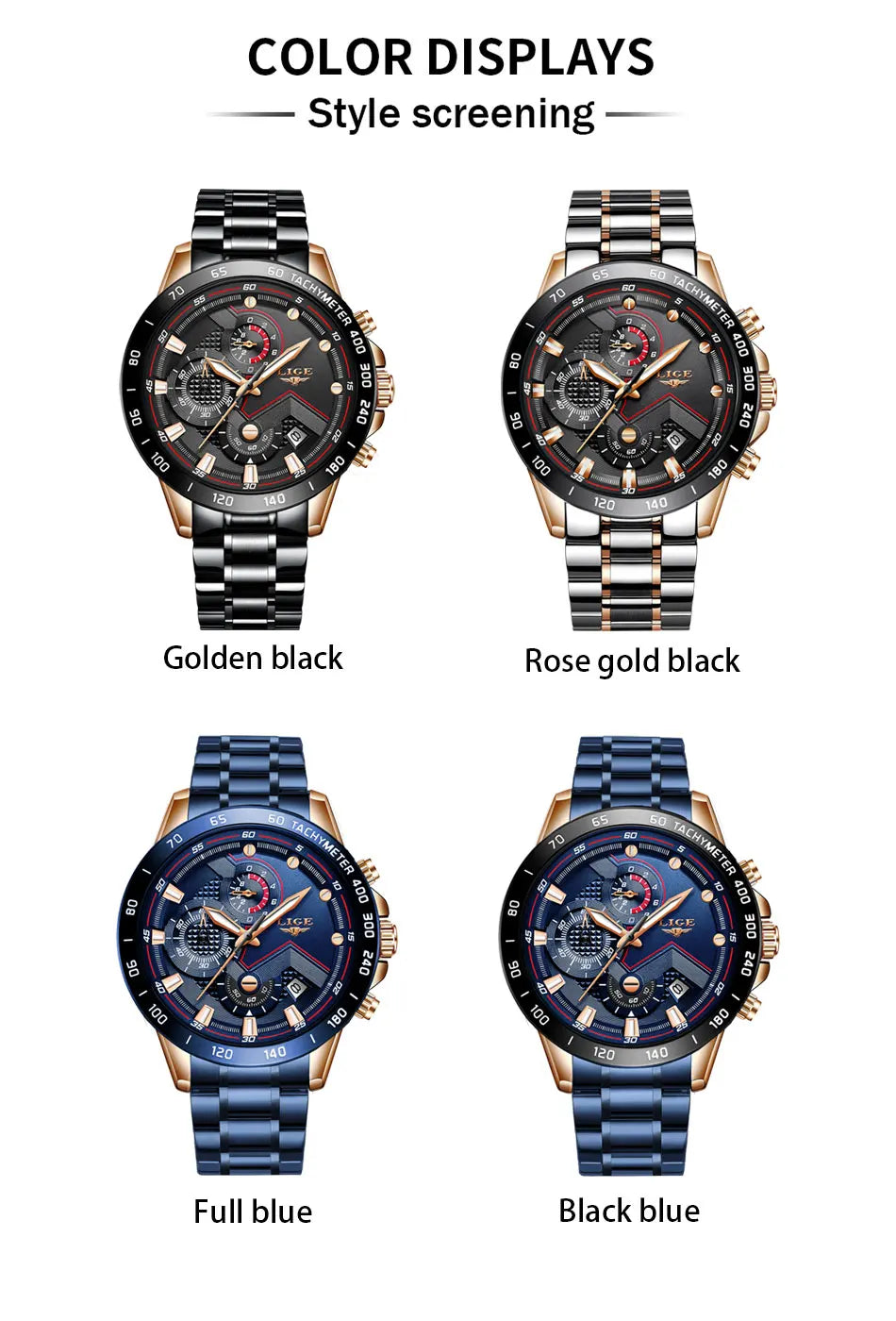 LIGE Business Men Watch Luxury Brand Stainless Steel Wrist Watch Chronograph Army Military Quartz Watches Relogio Masculino+BOX - Sun Studio