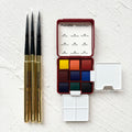 MAIRTINI Mini Travel Watercolor Set Solid Aquarell Paint 9 Colors Portable Palette Painting Tools with Brushes Art Supplies - Sun Studio