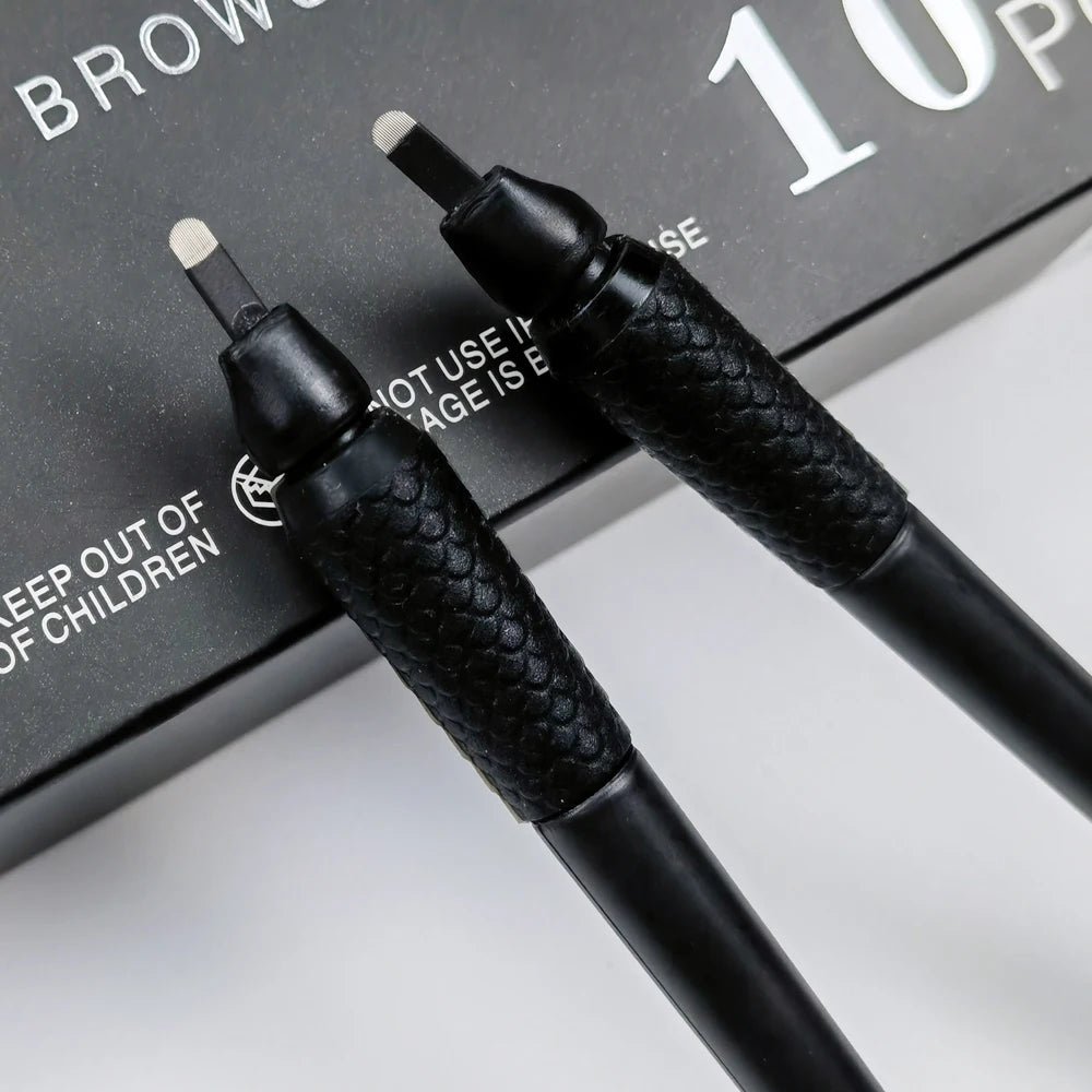 10/50Pcs Disposable Microblading Pen 0.15/0.18mm 18U Sterilized Permanent Makeup Eyebrow Tattoo Pen with U Blades - Sun Studio