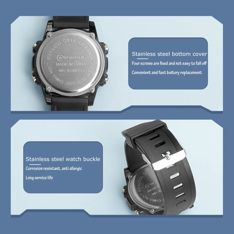 Children Men's Electronic Watch Youth Student Sports Wristwatch Waterproof Alarm Clock Big Dial Digital Multifunction Watches - Sun Studio