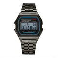 Women Casual LED Electronic Watch Man Retro Stainless Steel Watches for Women Unisex LED Digital Watch Multifunction Wristwatch - Sun Studio