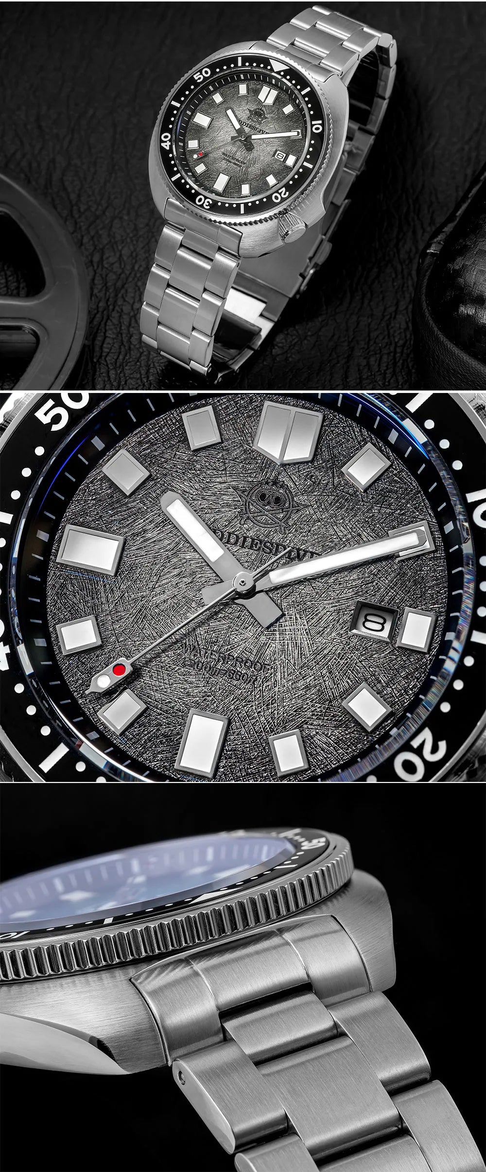 ADDIESDIVE Watch For Man AD2511 Sapphire Glass Window Display BGW9 Luminous 200M waterproof 316L Stainless Steel Quartz Watches - Sun Studio