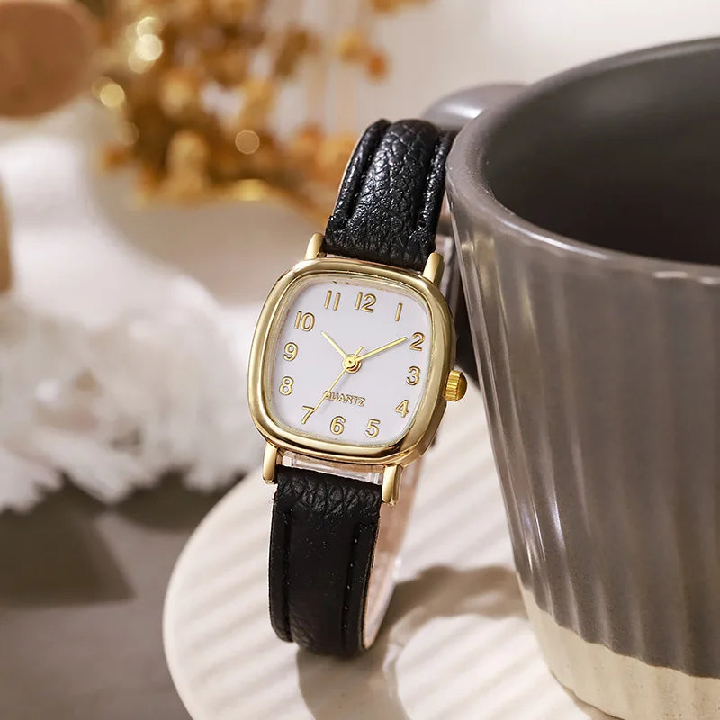 Square Belt Literary Retro Women's Watch Korean Fashion Quartz Watches Versatile Daily Wristwatches Simple Luxury Reloj 시계 - Sun Studio