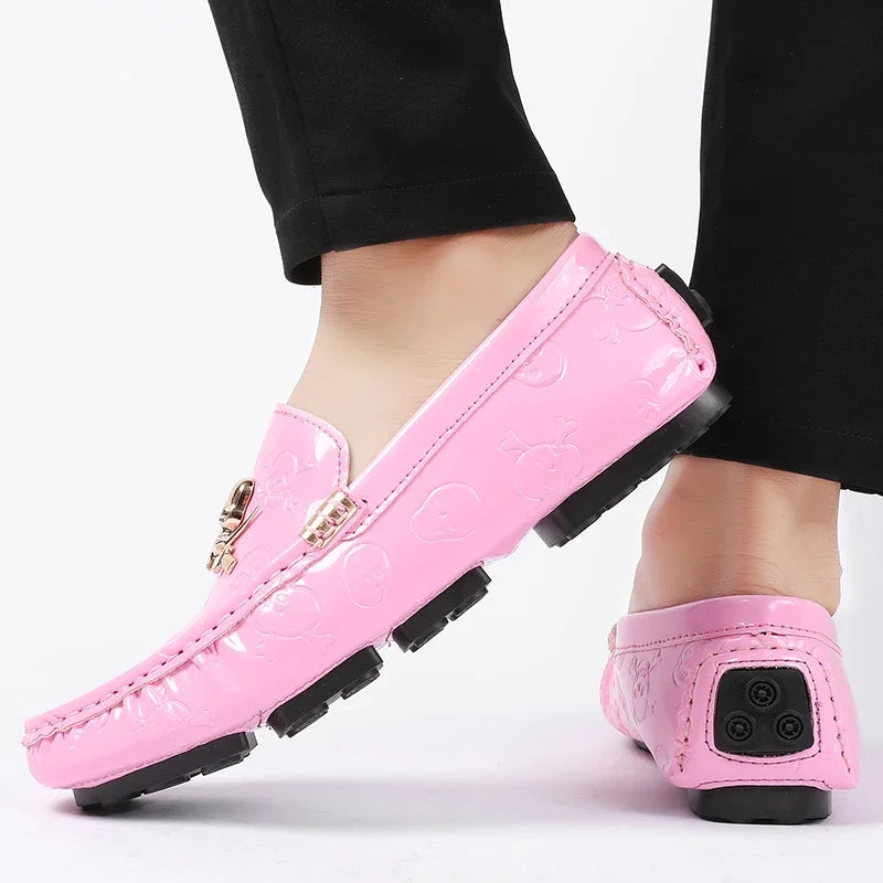 Luxury Style Male Formal Wedding Shoes Slip-on Men Pink Fashionable Casual Moccasins Shoes Big Size 47 48 Adult Party Shoes - Sun Studio