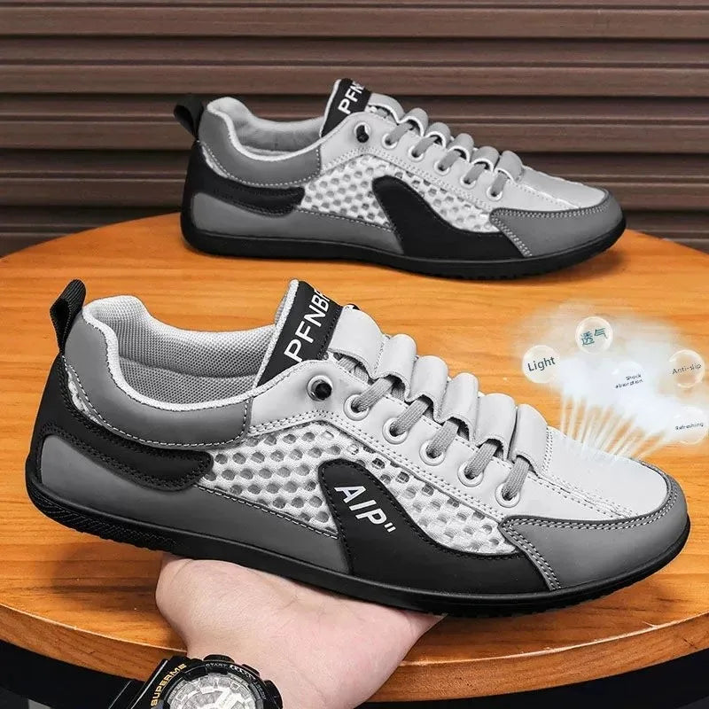 Men's Slip-On Lace-Up Casual Sports Shoes Breathable Mesh Unisex Spring Autumn Season Low Cut Flat Footwear Quick Easy Wear - Sun Studio
