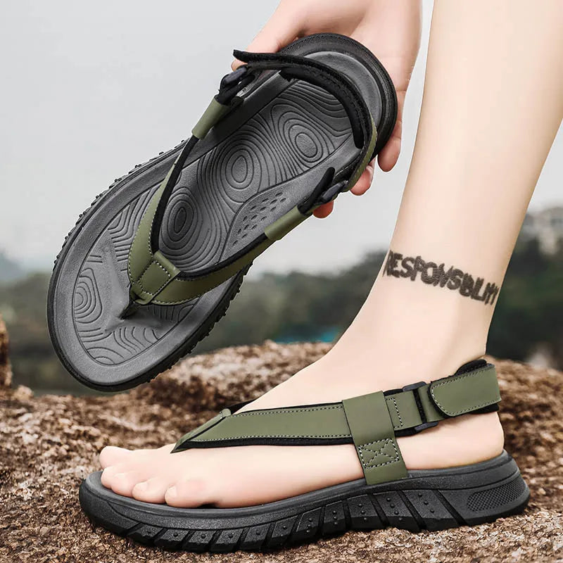 Summer men's casual breathable outdoor beach shoes flip flops waterproof anti slip comfort mesh sandals youth fashion slippers - Sun Studio