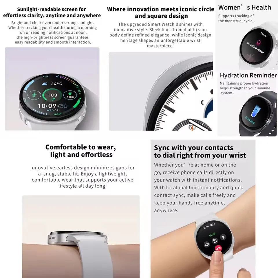 Smartwatch 8 Mini Watch GPS Track Smart Watches For Men Women Sports Heart Rate Bluetooth Call NFC IP68 Waterproof Compass Band - Sun Studio