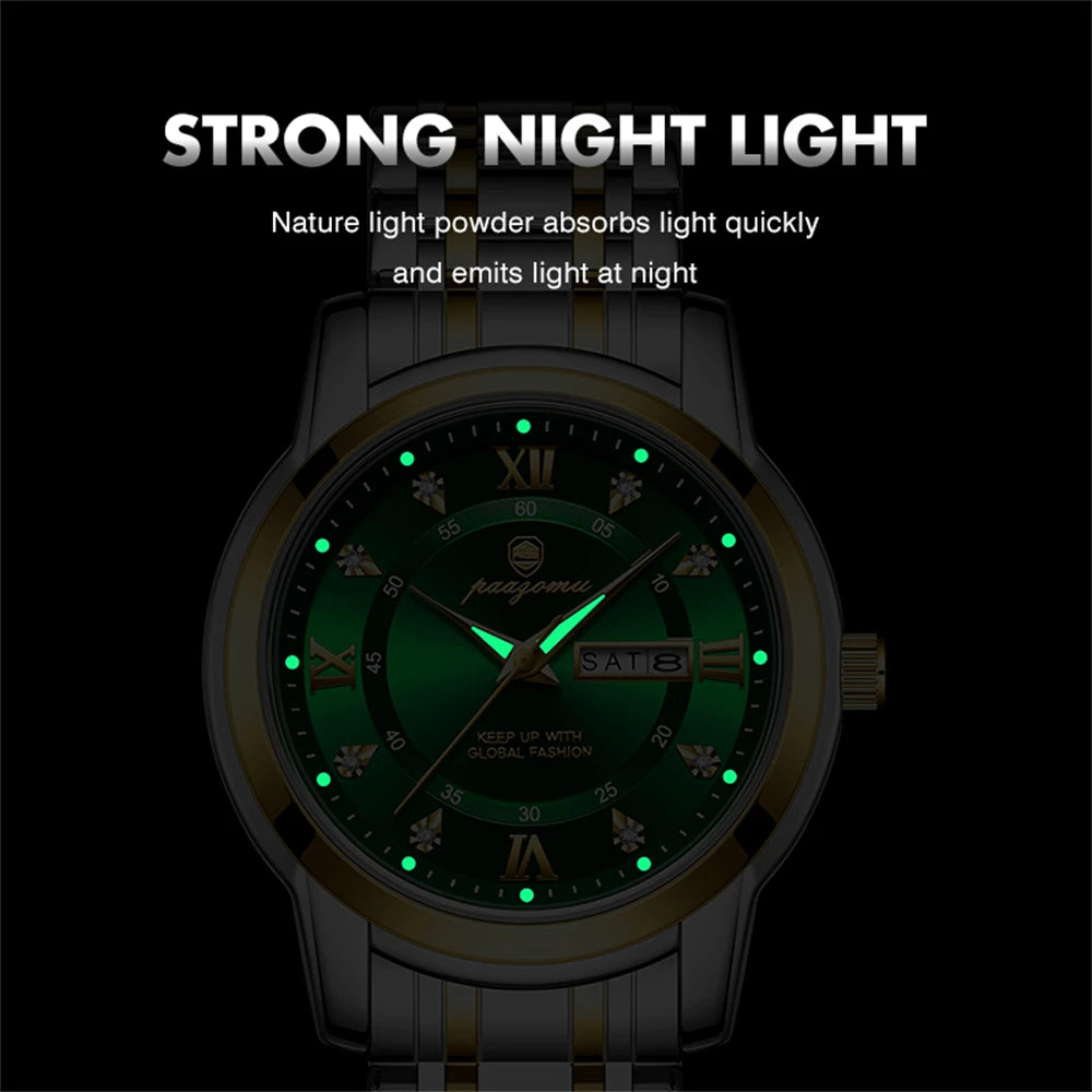 PAAZOMU Classic Casual Quartz Watch Men Women Waterproof Luminous Dial Business Dress Wristwatch Comfortable Watches Male+Box - Sun Studio