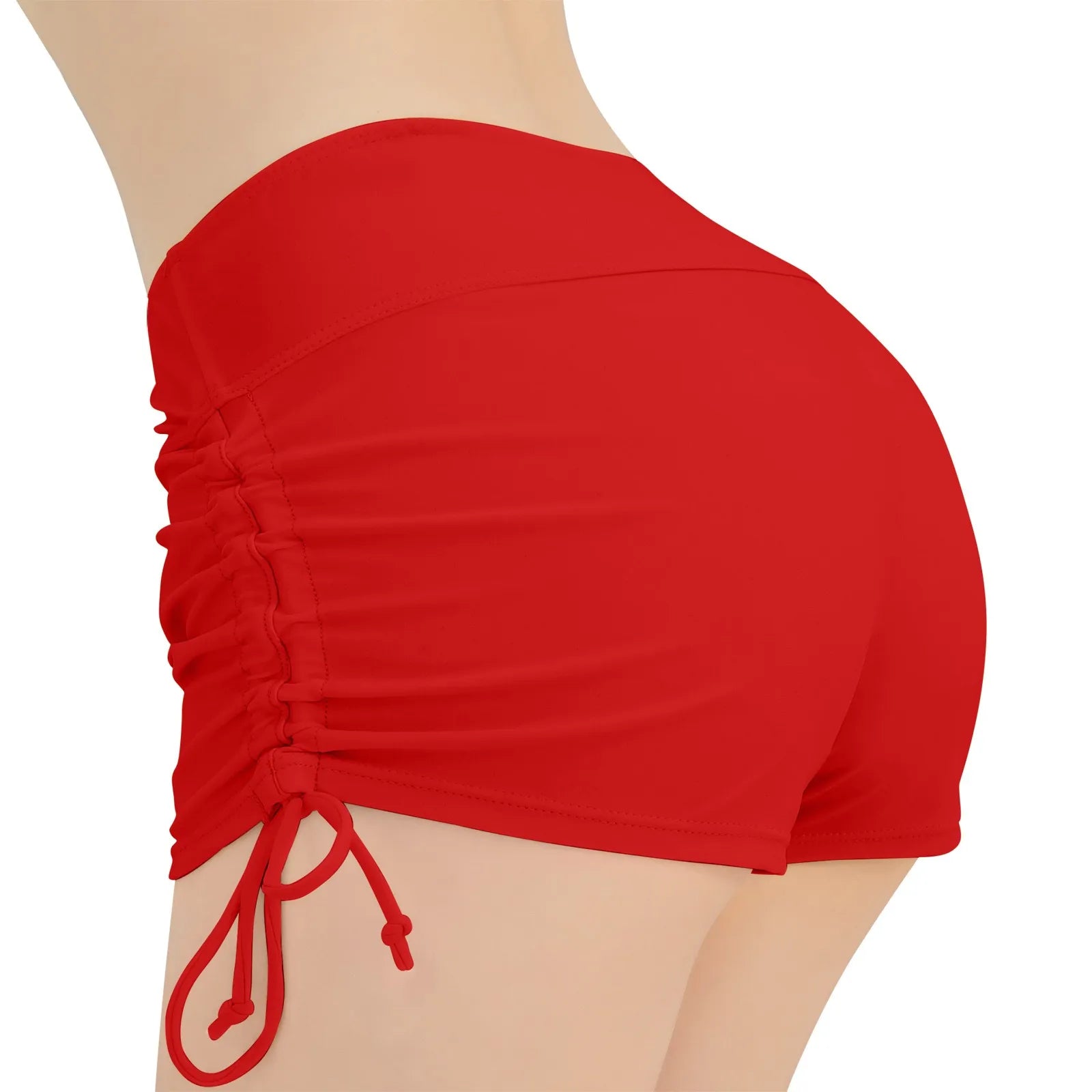Women'S Summer Swimwear Briefs Solid Colored Boxer Beach Shorts High Waist Side Adjustable Drawstring Elastic Sports Swimsuit - Sun Studio