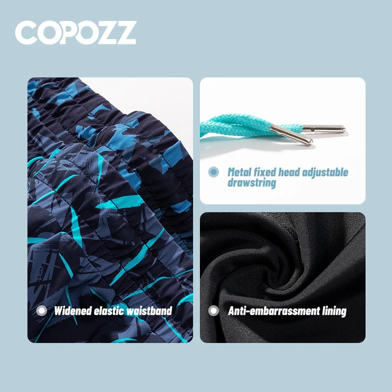 COPOZZ Summer Men's Beach Swimming Trunks Drawstring Elastic Waist Swimsuit Shorts Plus Size Quick Drying Swimwear Shorts Board - Sun Studio
