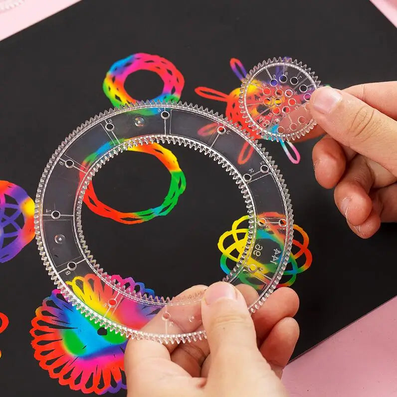 Funny Interlocking Gears Wheels Spirograph Drawing Toys Set Creative Educational Toy for Children Painting Drawing Accessories - Sun Studio