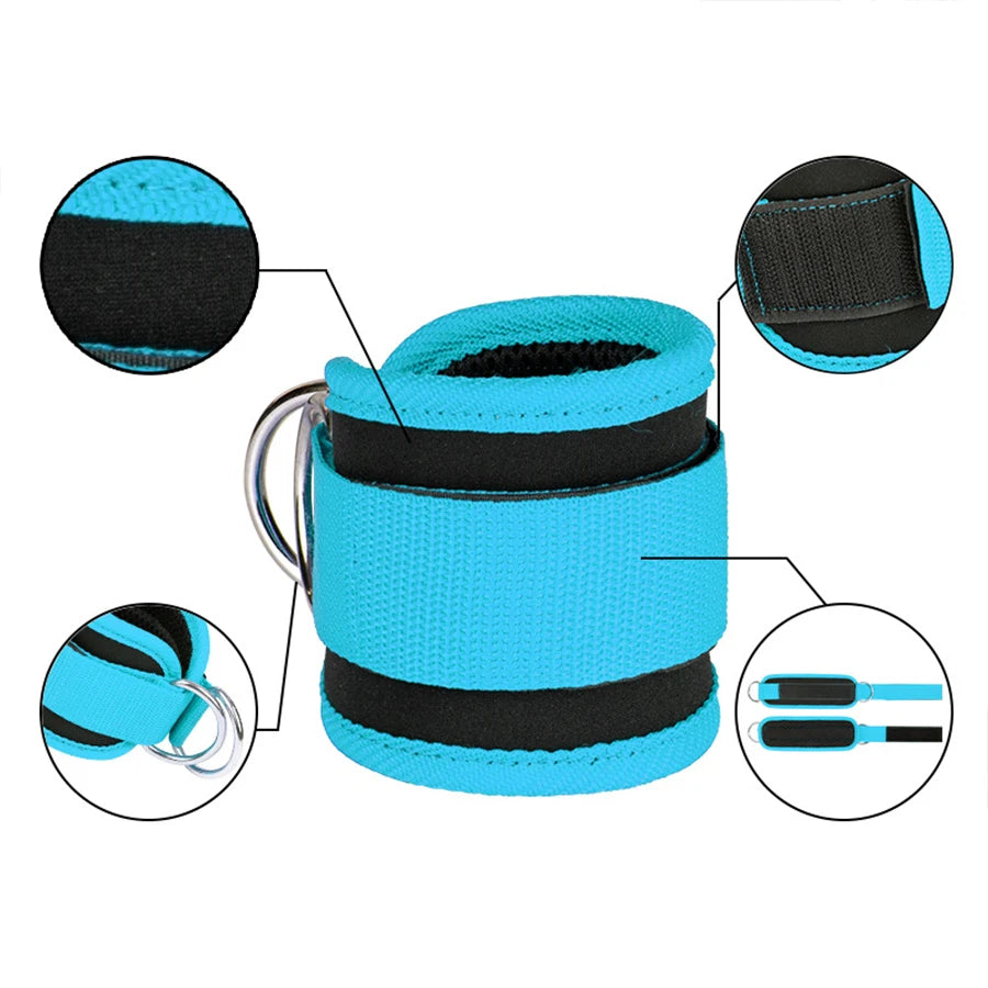Gym Ankle Straps Double D-Ring Adjustable Neoprene Padded Cuffs Ankle Weight Leg Training Brace Support Sport Safety Abductors - Sun Studio
